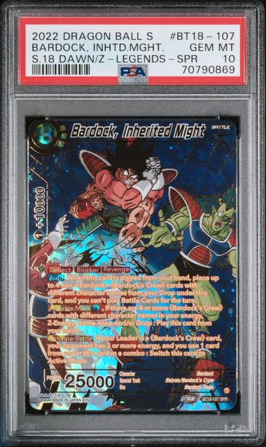 2022 DRAGON BALL SUPER CARD GAME SERIES 18 DAWN OF THE Z-LEGENDS #BT18-107 BARDOCK, INHRTD MIGHT SPECIAL RARE