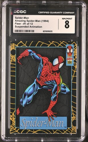 1994 Fleer Amazing Suspended Animation Spider-Man #1 of 12 CGC 8 NM-MT