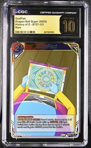 2025 Dragon Ball Super History of Z GodPad #BT27-121 CGC 10 PRISTINE