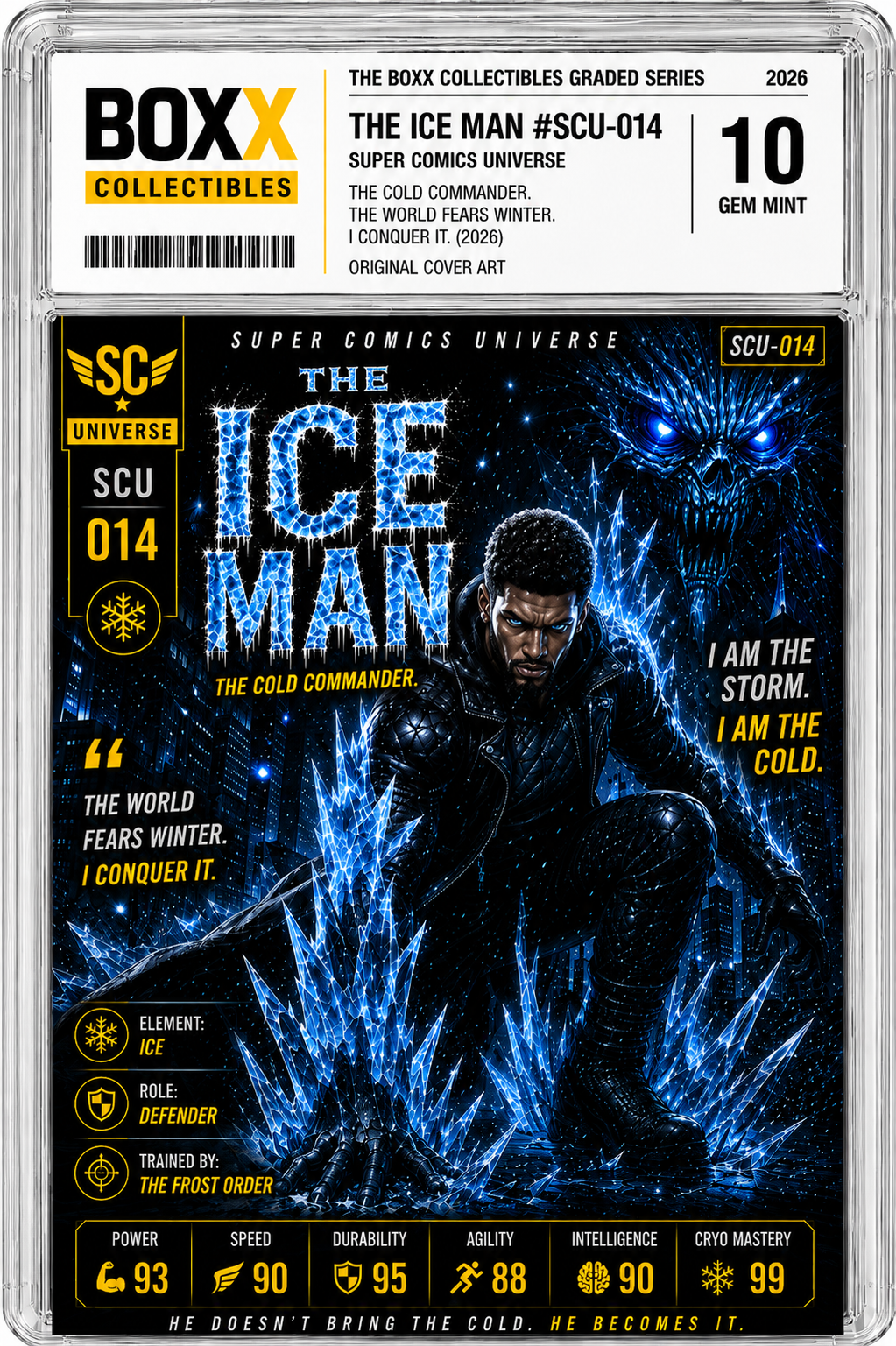 THE ICE MAN AUTOGRAPHED LIMITED EDITION (SUPER COMICS UNIVERSE) CARD BOXX COLLECTIBLES 10 Gem Mint 2026 Series 1 (1 of 3)